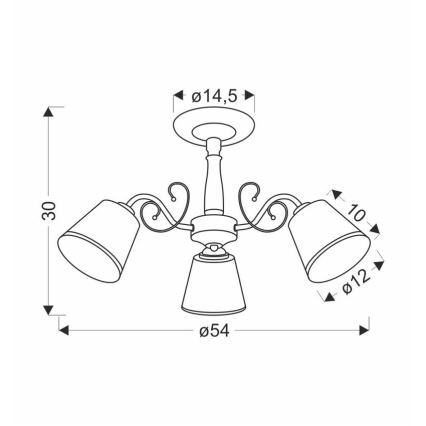LOSANNA rúdon függesztett csillár 3xE14/40W/230V sárgaréz