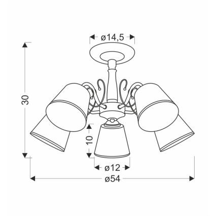LOSANNA rúdon függő csillár 5x E14/40W/230V, sárgaréz kivitel