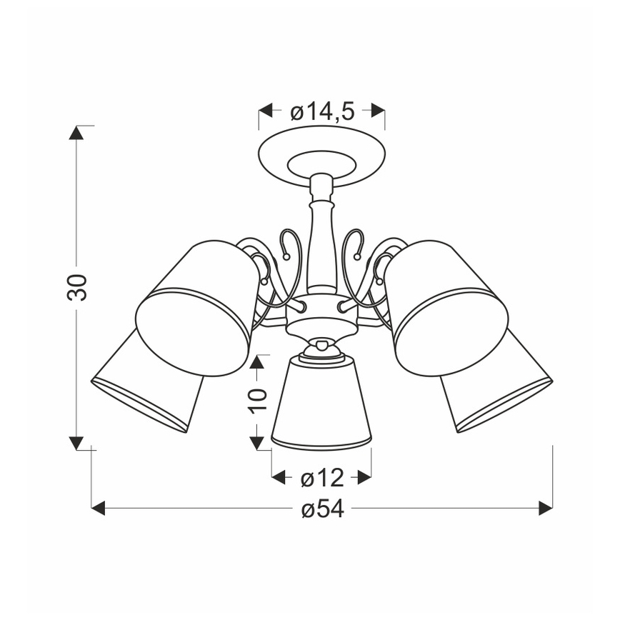LOSANNA rúdon függő csillár 5x E14/40W/230V, sárgaréz kivitel