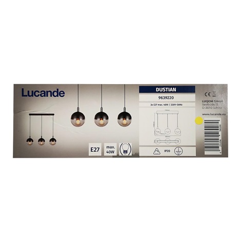 Lucande - Csillár zsinóron DUSTIAN 3xE27/40W/230V