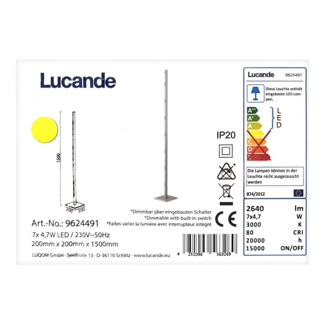Lucande - LED Dimmelhető állólámpa MARGEAU 7xLED/4,7W/230V