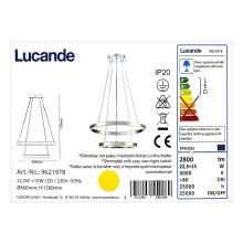 Lucande - LED Dimmelhető csillár zsinóron LYANI LED/22,5/230V + LED/15W/230V