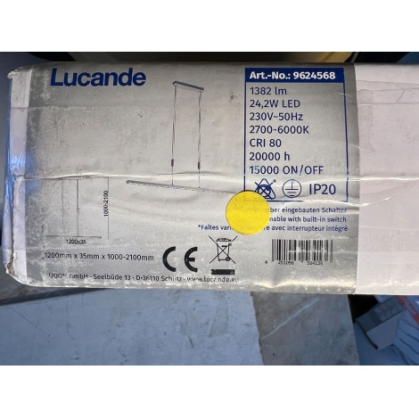 Lucande - LED Dimmelhető csillár zsinóron MYRON LED/24,2W/230V 2700-6000K