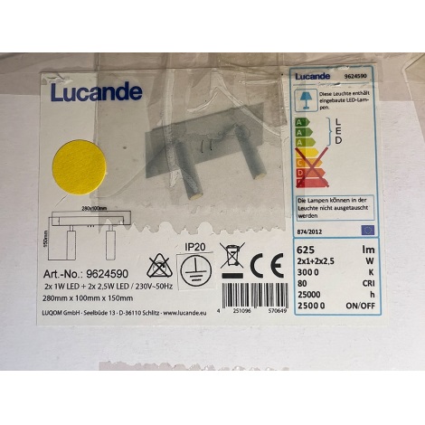 Lucande - LED Fali lámpa MAGYA 2xLED/2,5W/230V + 2xLED/1W/230V
