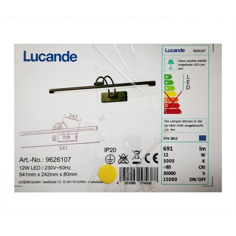 Lucande - LED Képvilágítás DIMITRIJ LED/12W/230V
