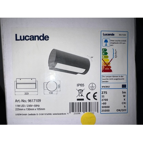 Lucande - LED Kültéri fali lámpa BOHDAN LED/11W/230V IP65