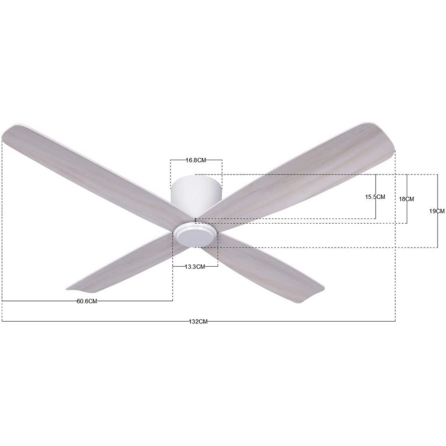 Lucci air 210986 - FRASER mennyezeti ventilátor fehér/fa + távirányító