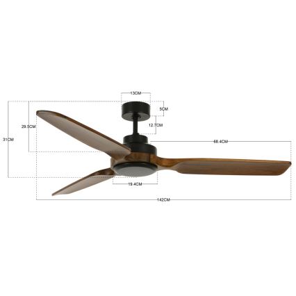 Lucci air 213051 - Mennyezeti ventilátor SHOALHAVEN fekete/barna