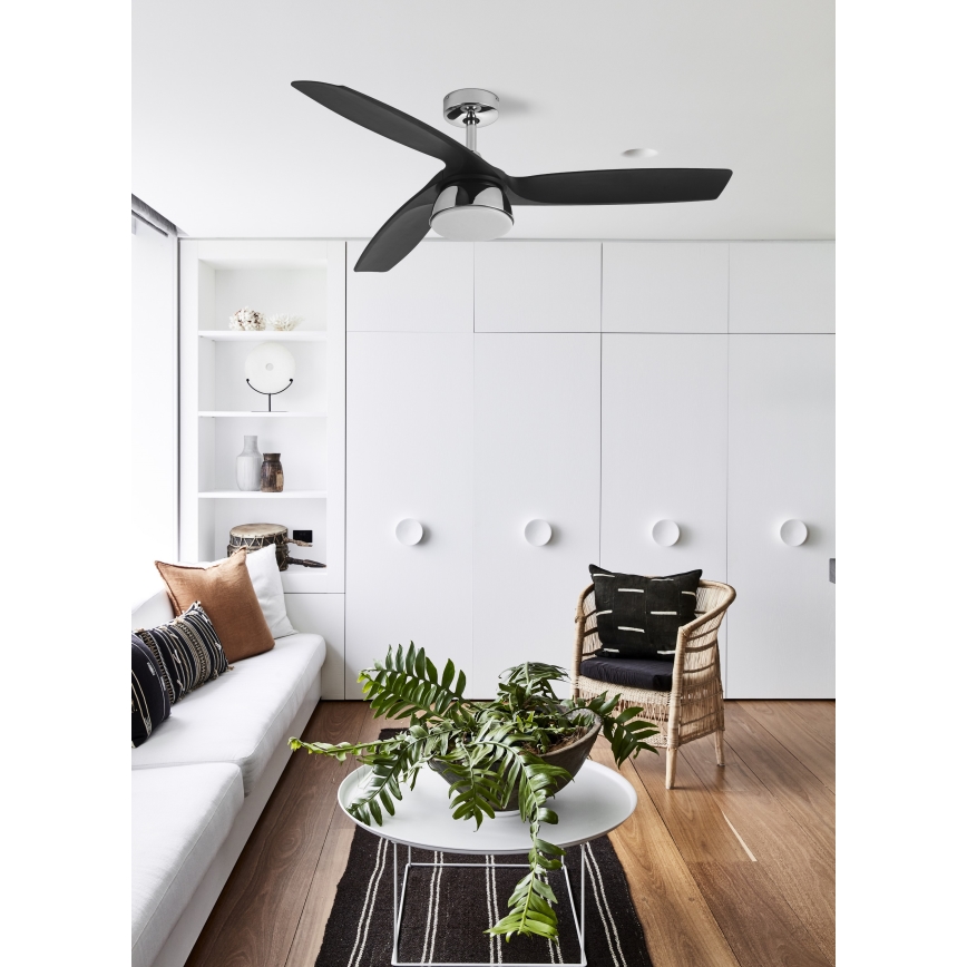 Lucci air 513072 - LED Dimmelhető mennyezeti ventilátor BRONX LED/18W/230V 3000/4000/6000K fekete/fényezett króm + távirányítás