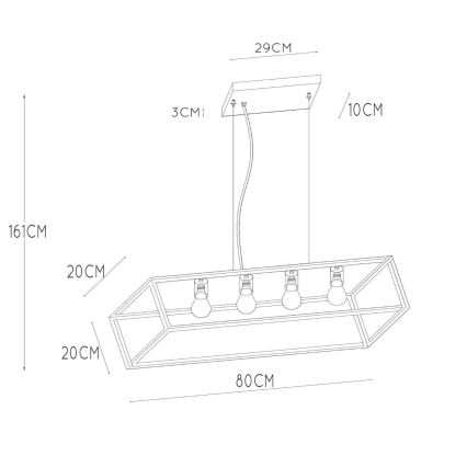 Lucide 00425/04/30 - Csillár zsinóron FABIAN 4xE27/40W/230V