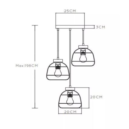 Lucide 00429/13/30 - Csillár zsinóron FILOX 3xE27/40W/230V