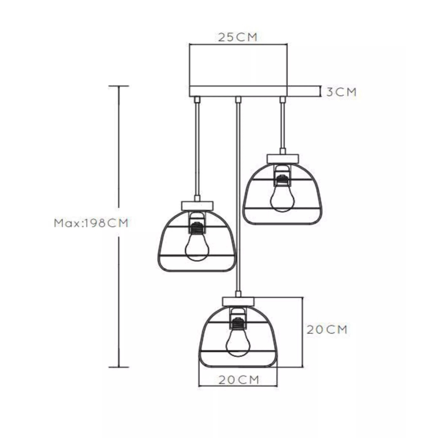 Lucide 00429/13/30 - Csillár zsinóron FILOX 3xE27/40W/230V