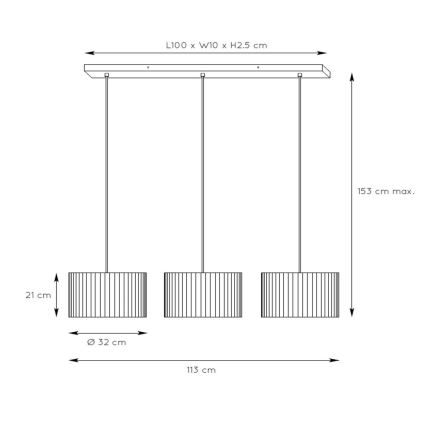 Lucide 03429/03/30 - Csillár zsinóron MAGIUS 3xE27/40W/230V bambusz