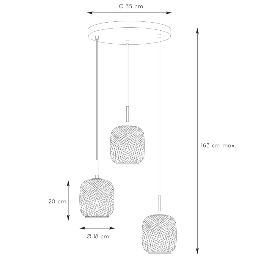 Lucide 03433/03/02 - Csillár zsinóron AGATHA 3xE27/40W/230V