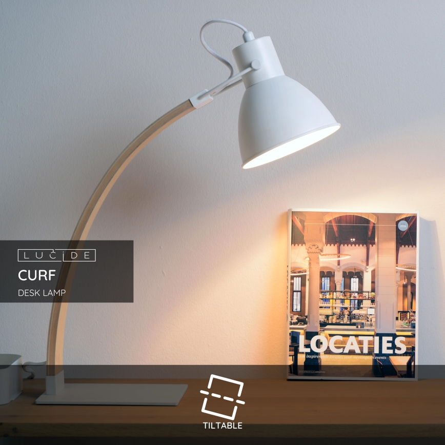 Lucide 03613/01/31 - Asztali lámpa CURF 1xE27/60W/230V fehér
