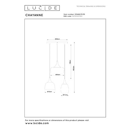 Lucide 05446/13/30 - Kábeles csillár CHAYANNE 3xE14/10W/230V