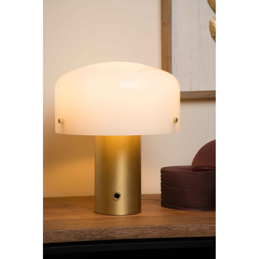 Lucide 05539/01/02 - Dimmelhető érintős asztali lámpa TIMON 1xE27/25W/230V átm. 27 cm arany/fehér
