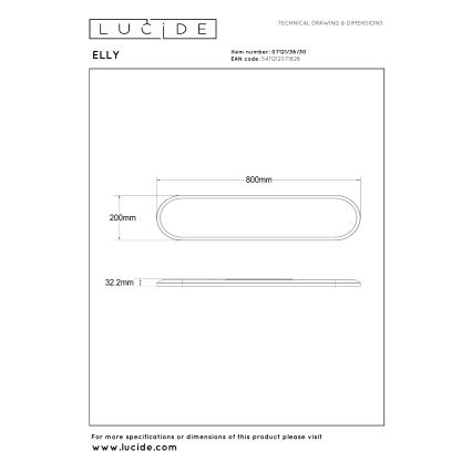Lucide 07121/36/30 - ELLY LED dimmelhető mennyezeti lámpatest LED/36W/230V 2700/3300/4000K 20x80 cm