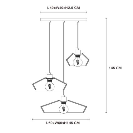 Lucide 10413/03/72 - Csillár zsinóron YUNKAI 3xE27/60W/230V barna