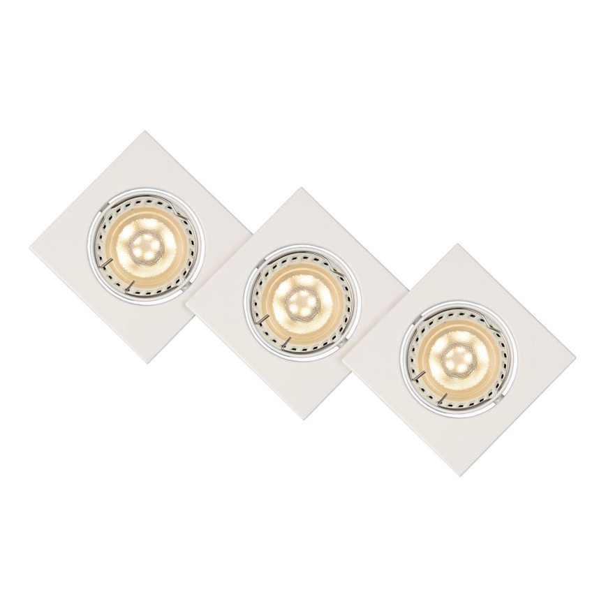 Lucide 11002/15/31 - KÉSZLET 3x LED Dimmelhető beépíthető lámpa FOCUS 3xGU10/5W/230V fehér szögletes