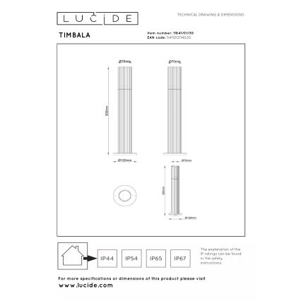 Lucide 11841/01/30 - Kültéri lámpa TIMBALA 1xGU10/7W/230V IP44