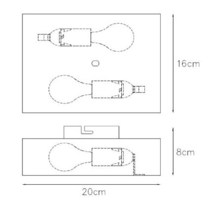 Lucide 12219/02/30 - Fali lámpa OVALIS 2xE14/9W/230V
