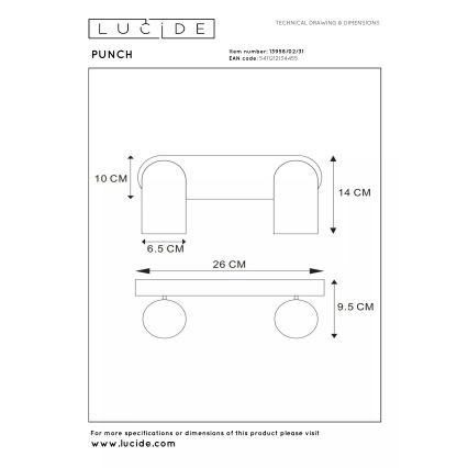 Lucide 13958/02/31 - Spotlámpa PUNCH 2xGU10/35W/230V fehér