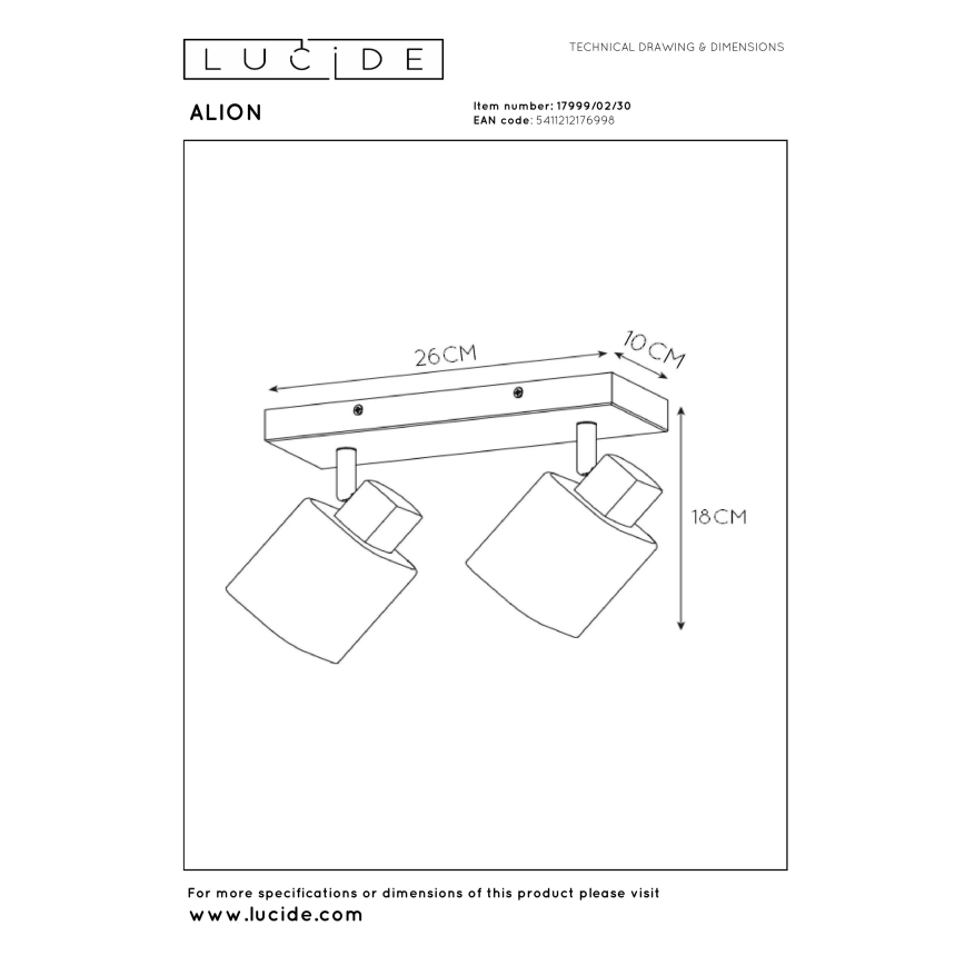 Lucide 17999/02/30 - ALION spotlámpa 2xE14/25W/230V