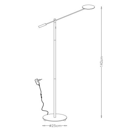 Lucide 19766/09/12 - LED Dimmelhető állólámpa ANSELMO LED/9W/230V matt króm