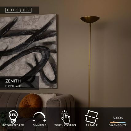 Lucide 19791/20/02 - LED Dimmelhető állólámpa ZENITH LED/20W/230V arany