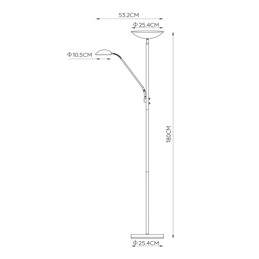 Lucide 19791/24/12 - Állítható fényerejű állólámpa ZENITH LED/20W + LED/4W/230V matt króm