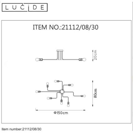 Lucide 21112/08/30 - Csillár LESTER 8xE27/40W/230V