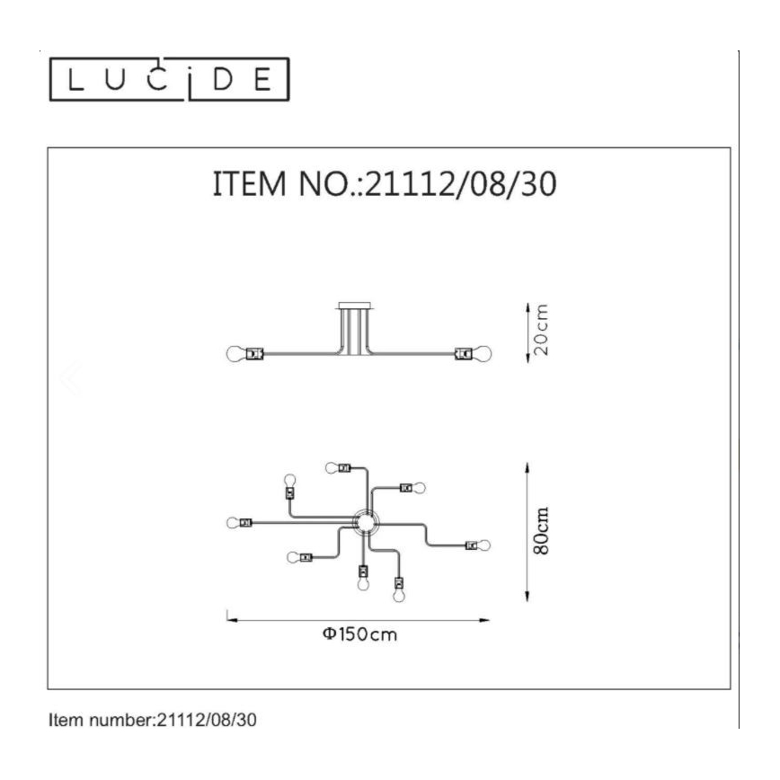 Lucide 21112/08/30 - Csillár LESTER 8xE27/40W/230V