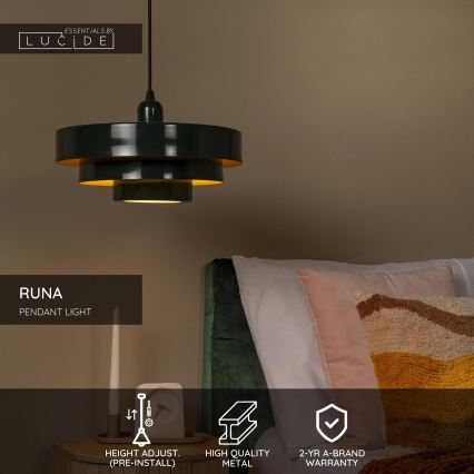 Lucide 21443/35/33 - RUNA kábeles függeszték 1xE27/40W/230V zöld