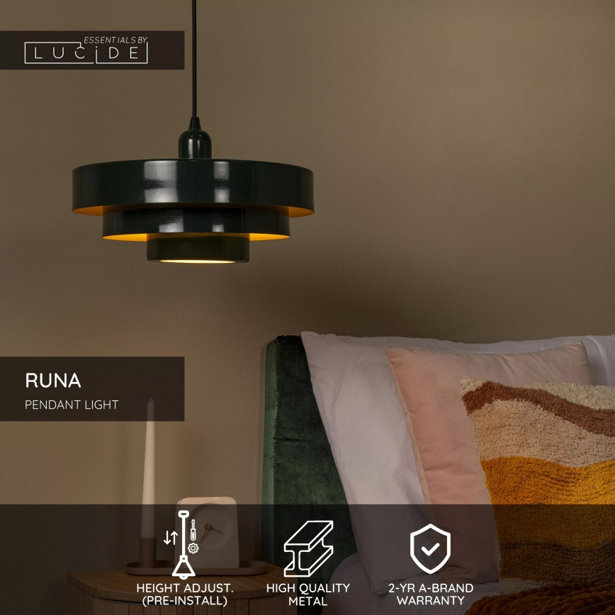 Lucide 21443/35/33 - RUNA kábeles függeszték 1xE27/40W/230V zöld