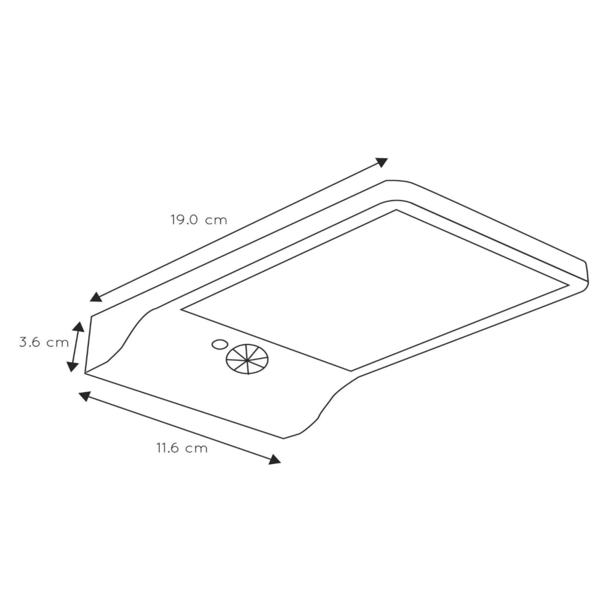 Lucide 22862/04/30 - LED napelemes fali lámpa érzékelővel BASIC LED/3W/1,2V IP44 2000 mAh