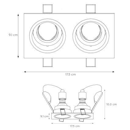 Lucide 22959/02/30 - Beépíthető lámpa EMBED 2xGU10/50W/230V fekete