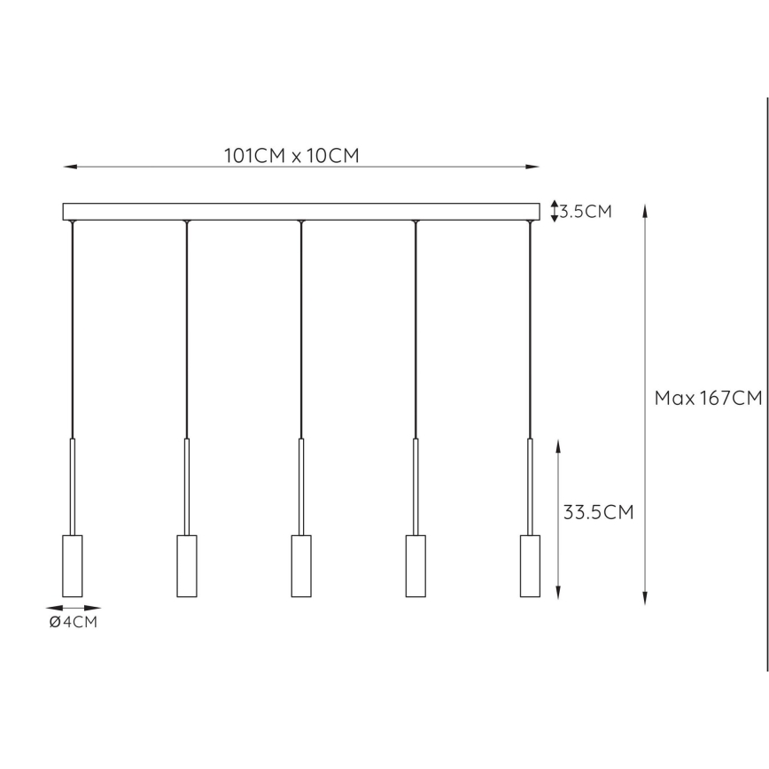 Lucide 24401/35/30 - LED Csillár zsinóron TUBULE 5xLED/7W/30V