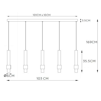 Lucide 24402/30/30 - LED Dimmelhető csillár zsinóron MARGARY 5xLED/4,2W/230V fekete