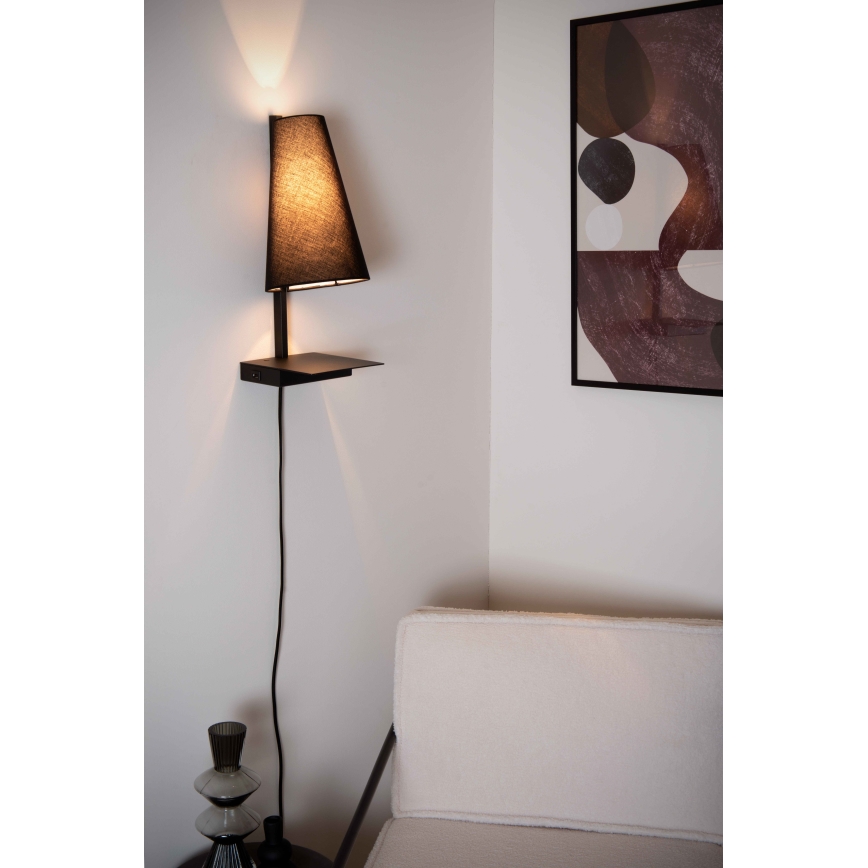 Lucide 30295/01/30 - Dimmelhető asztali lámpa GREGORY 1xE27/60W/230V USB fekete