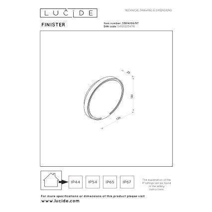 Lucide 33814/06/97 - FINISTER LED kültéri fali lámpatest LED/6W/230V IP54