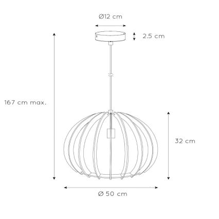 Lucide 34424/50/76 - Függeszték BOUNDE 1xE27/60W/230V bézs 50 cm