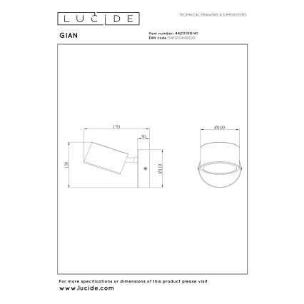 Lucide 44217/08/41 - Dimmelhető LED fali spotlámpa GIAN LED/9W/230V bézs