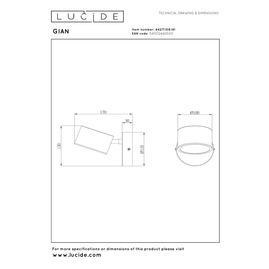 Lucide 44217/08/41 - Dimmelhető LED fali spotlámpa GIAN LED/9W/230V bézs
