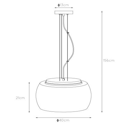 Lucide 45401/40/65 - Csillár zsinóron OLIVIA 3xE27/40W/230V átm. 40 cm fekete