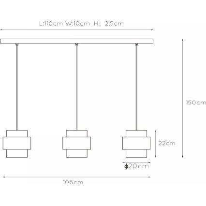 Lucide 45497/03/02 - Csillár zsinóron FIRMIN 3xE27/40W/230V arany