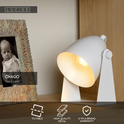 Lucide 45564/01/31 - Asztali lámpa CHAGO 1xE14/40W/230V fehér