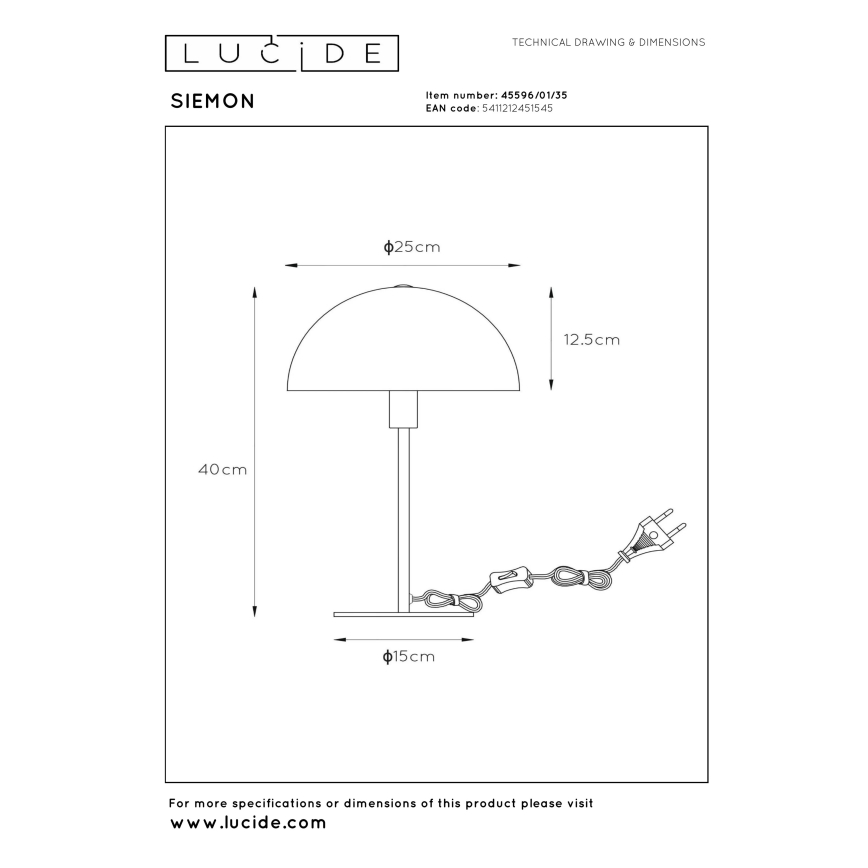 Lucide 45596/01/35 - SIEMON asztali lámpa 1xE14/25W/230V, kék