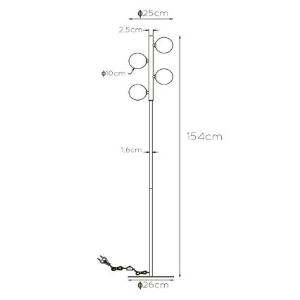 Lucide 45774/04/02 - Állólámpa TYCHO 4xG9/28W/230V arany