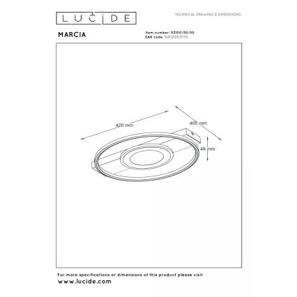 Lucide 53100/30/30 - LED dimmelhető mennyezeti lámpatest MARCIA LED/32W/230V 2700K 40x42 cm